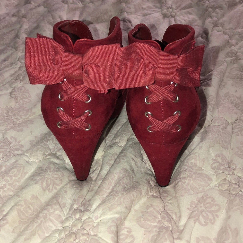 Red bootie heels